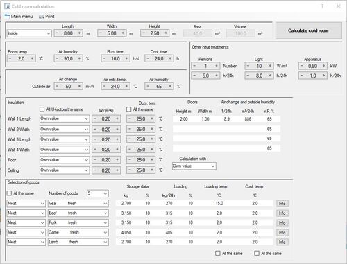 COOLSTAR: Calculation of cold rooms